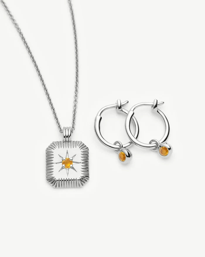 November Birthstone Necklace & Charm Earrings Set | Sterling Silver/Citrine Necklaces Missoma