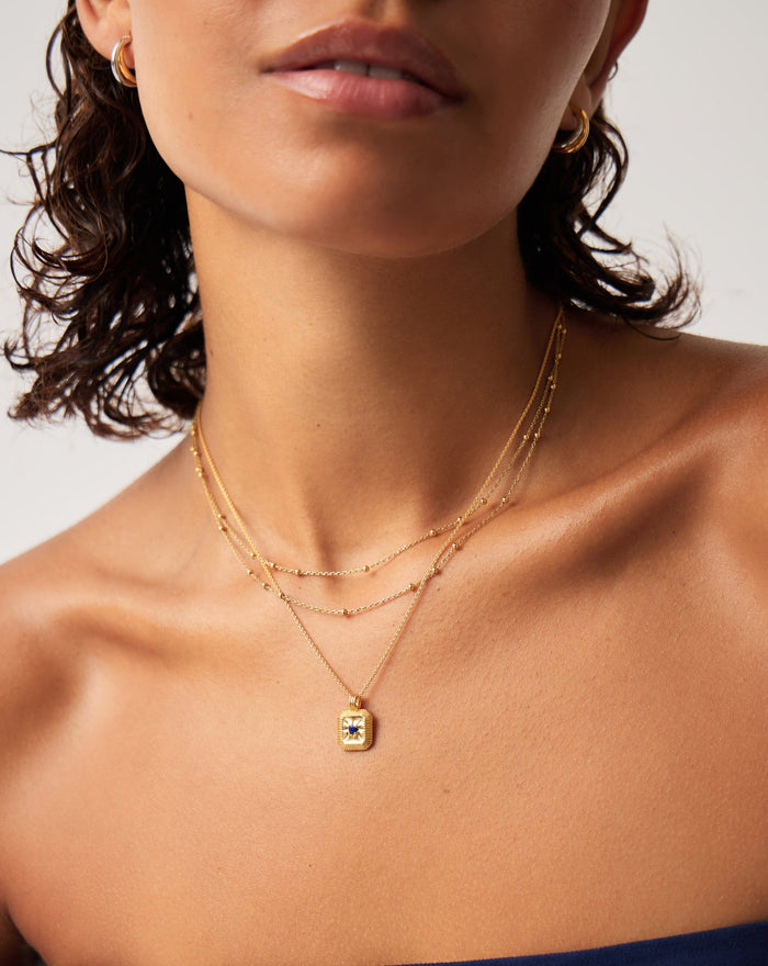September Birthstone Necklace & Charm Earrings Set | 18ct Gold Vermeil/Lapis Necklaces Missoma