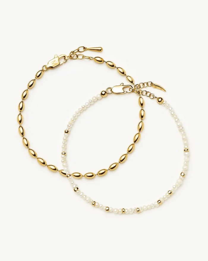 The Pearl-fect Bracelet Set | 18ct Gold Plated Bracelets Missoma