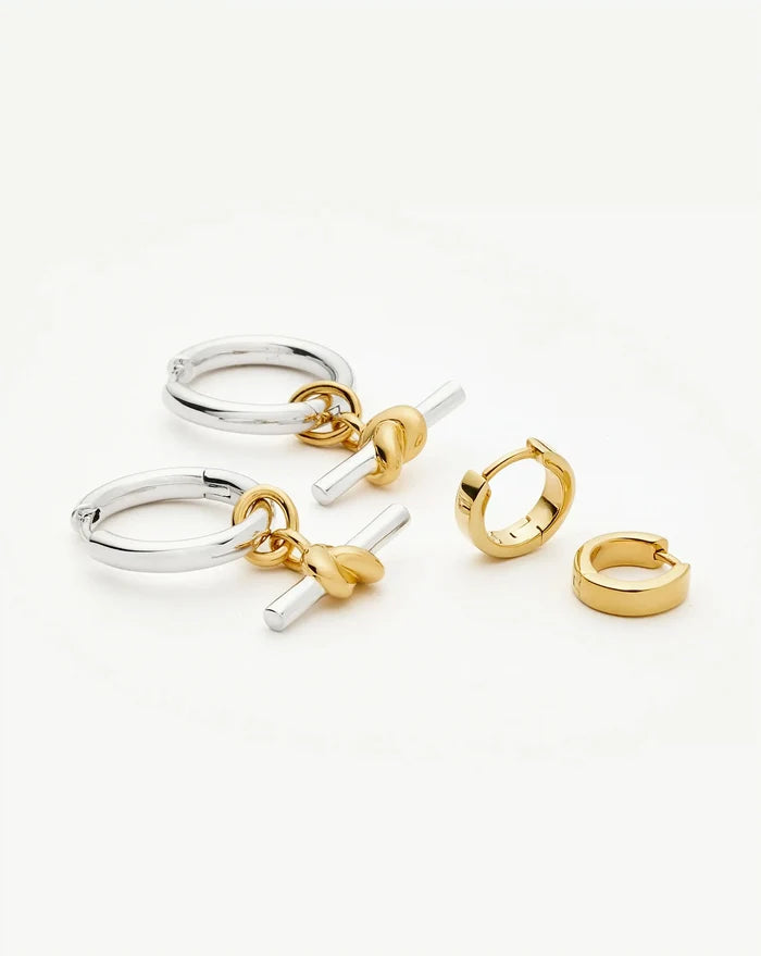 The T-Bar Earring Set | 18ct Gold Plated, Silver Plating on Brass Earrings Set Missoma