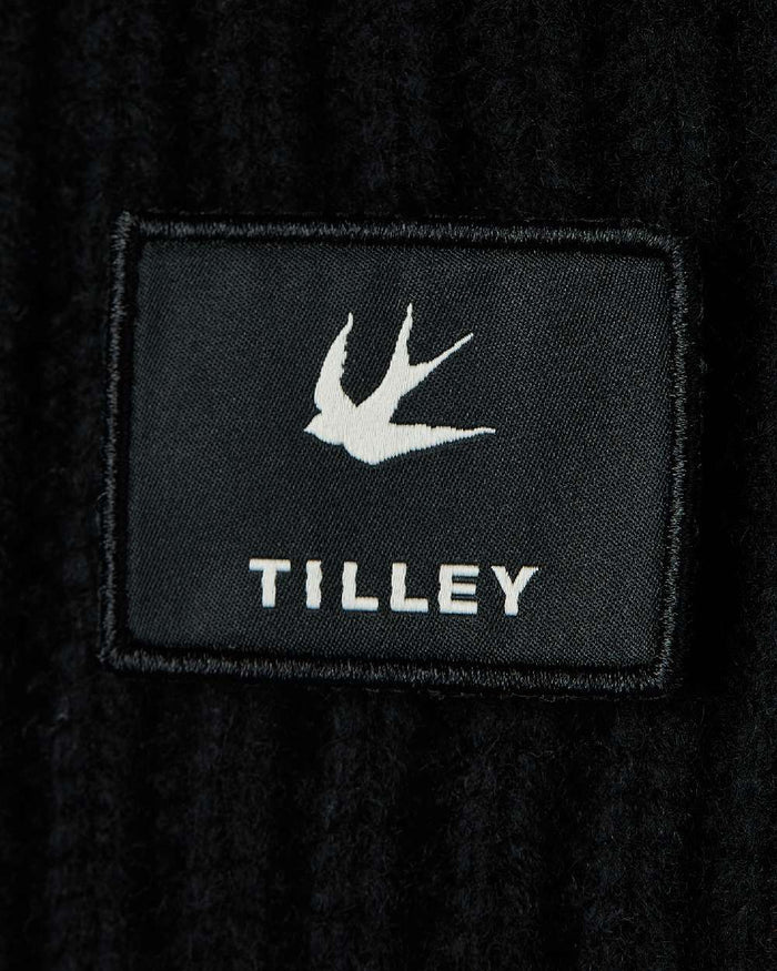 Black Coloured Tilley Alpine Beanie on white background #colour_black
