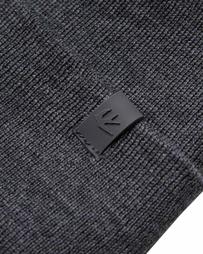 Melange Grey Coloured Tilley Hydrowool Beanie on white background #colour_melange-grey