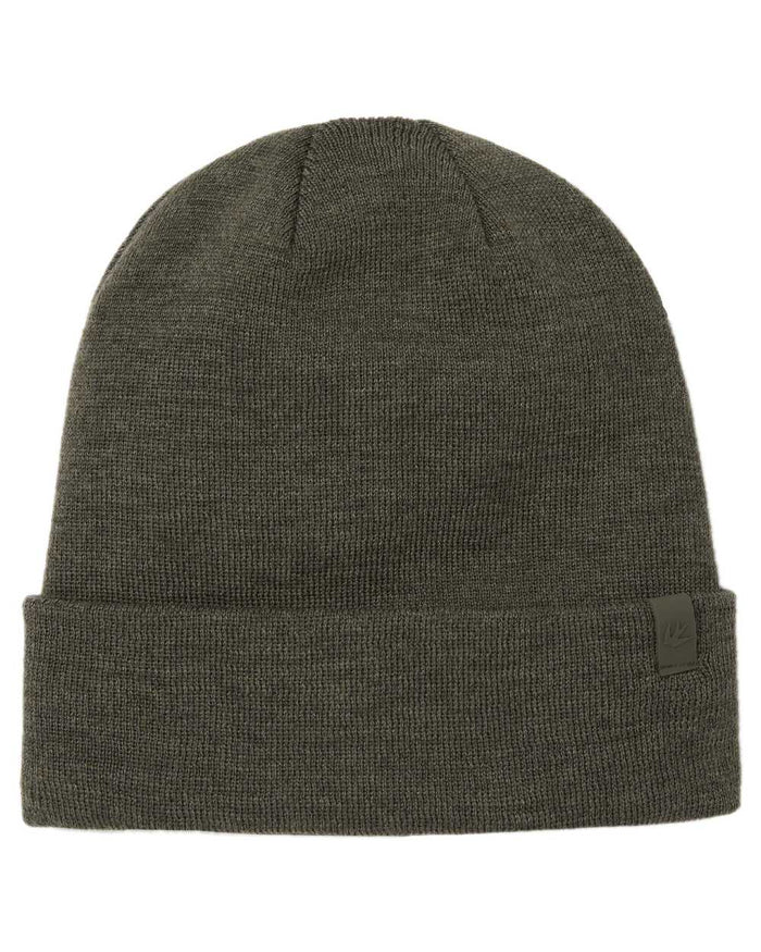 Olive Coloured Tilley Hydrowool Beanie on white background #colour_olive