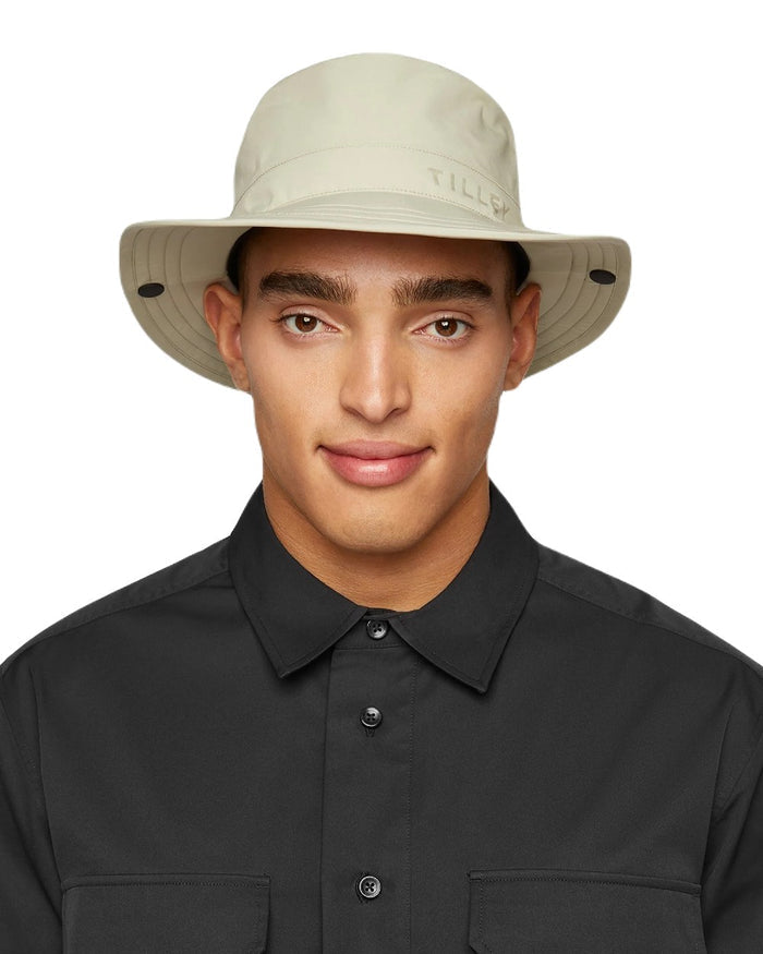 Stone Coloured Tilley Rain Hat On A White Background #colour_stone