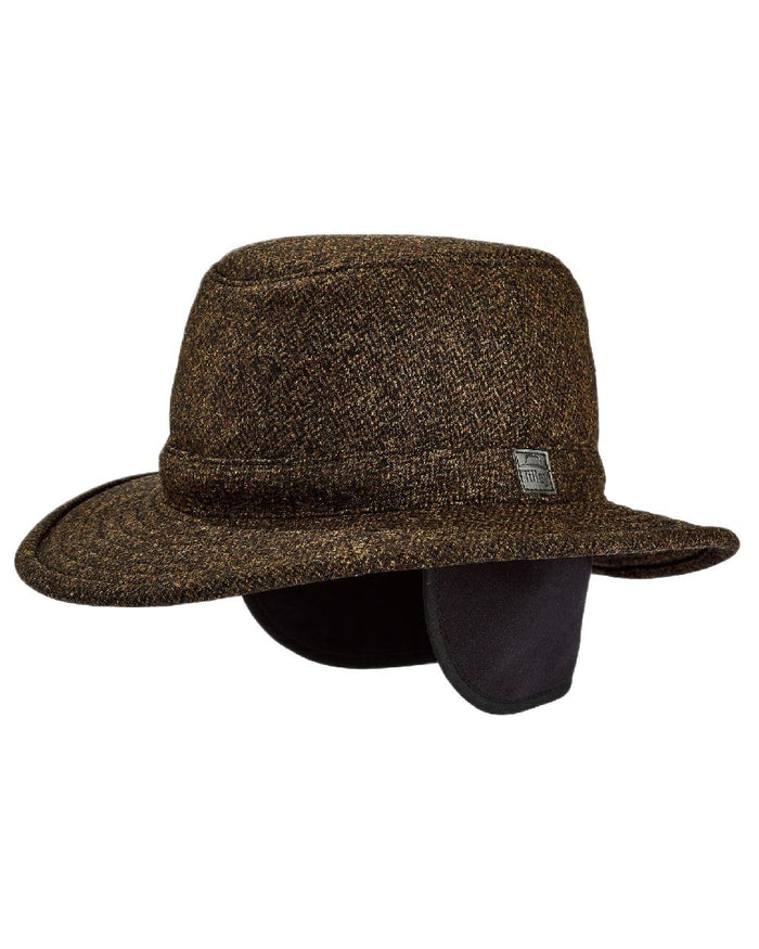 Olive Coloured Tilley TTW2 Tec Wool Bucket Hat on white background #colour_olive