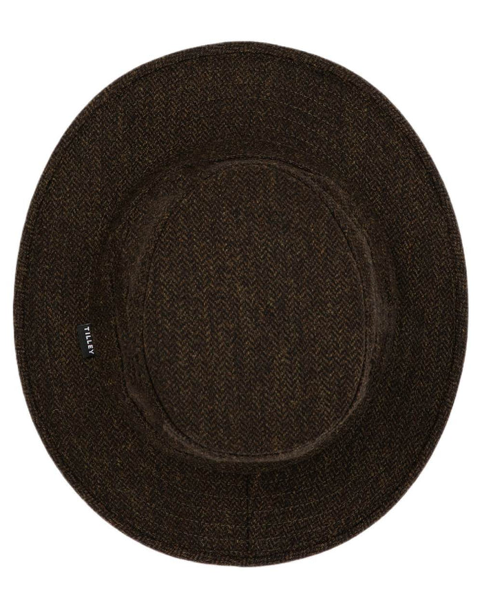 Olive Coloured Tilley TTW2 Tec Wool Bucket Hat on white background #colour_olive