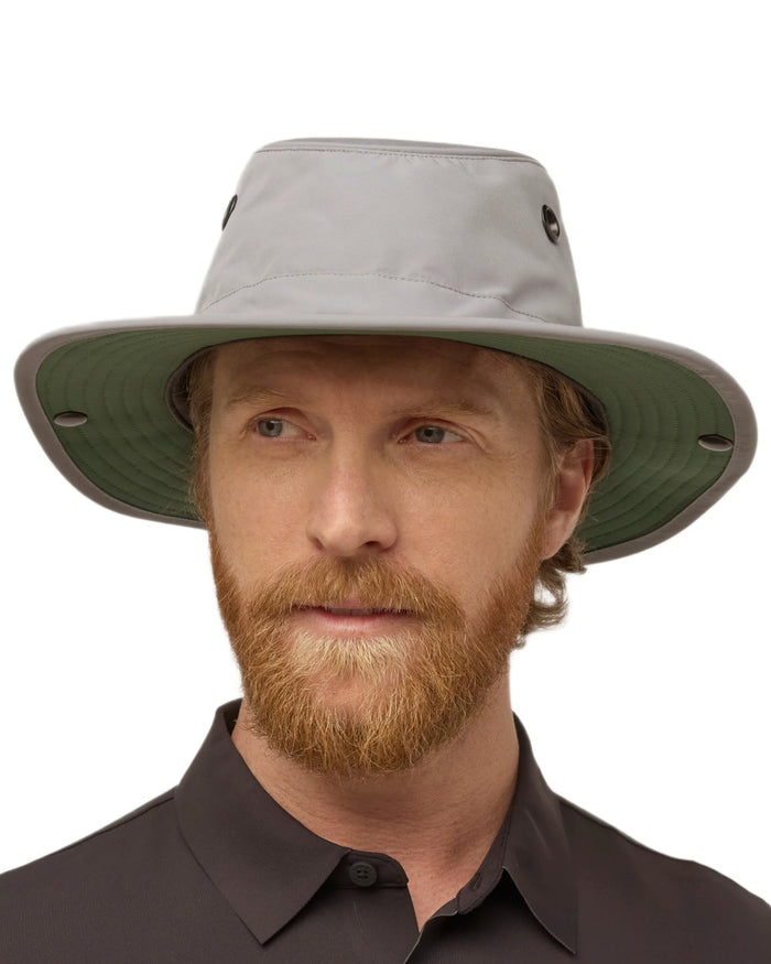 Grey Green coloured Tilley TWS1 All Weather Hat on white background #colour_grey-green