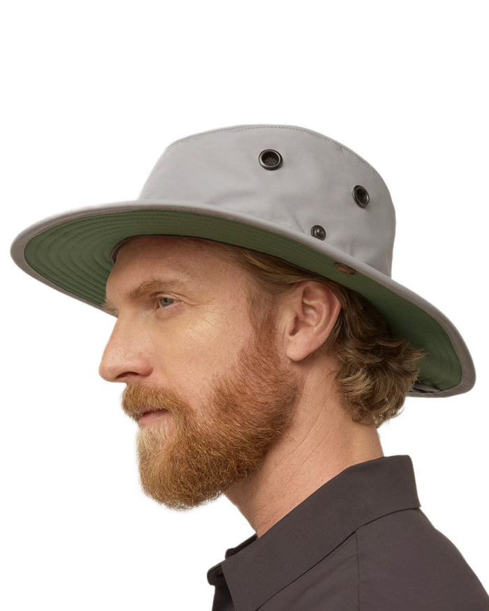 Grey Green coloured Tilley TWS1 All Weather Hat on white background #colour_grey-green