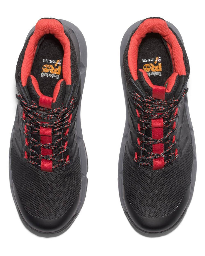 Black/Red coloured Timberland Pro Morphix 6" Safety Boots on white background #colour_black-red