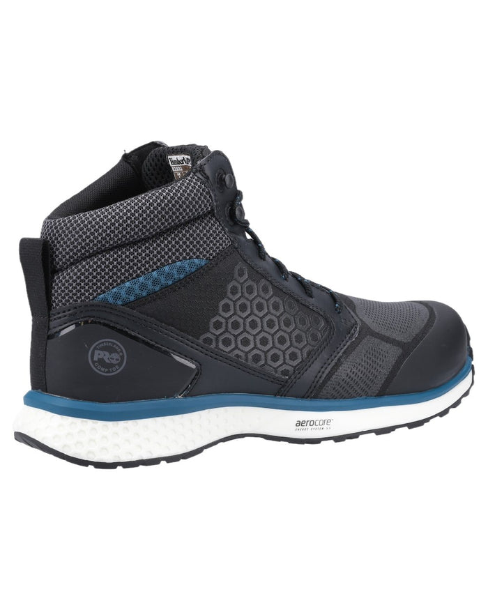 Black Blue Coloured Timberland Pro Mens Reaxion Mid Composite Safety Boots 2.0 on White Background
#colour_black-blue
