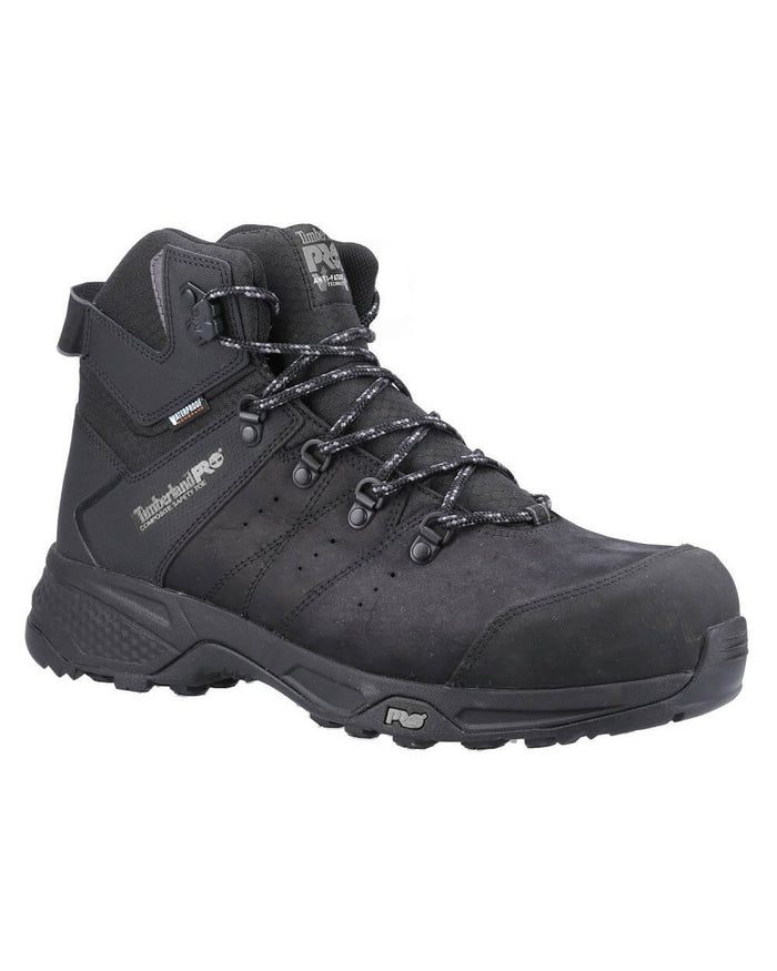 Black coloured Timberland Pro Switchback Work Boots on white background #colour_black
