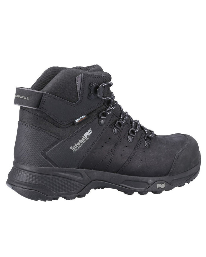Black coloured Timberland Pro Switchback Work Boots on white background #colour_black