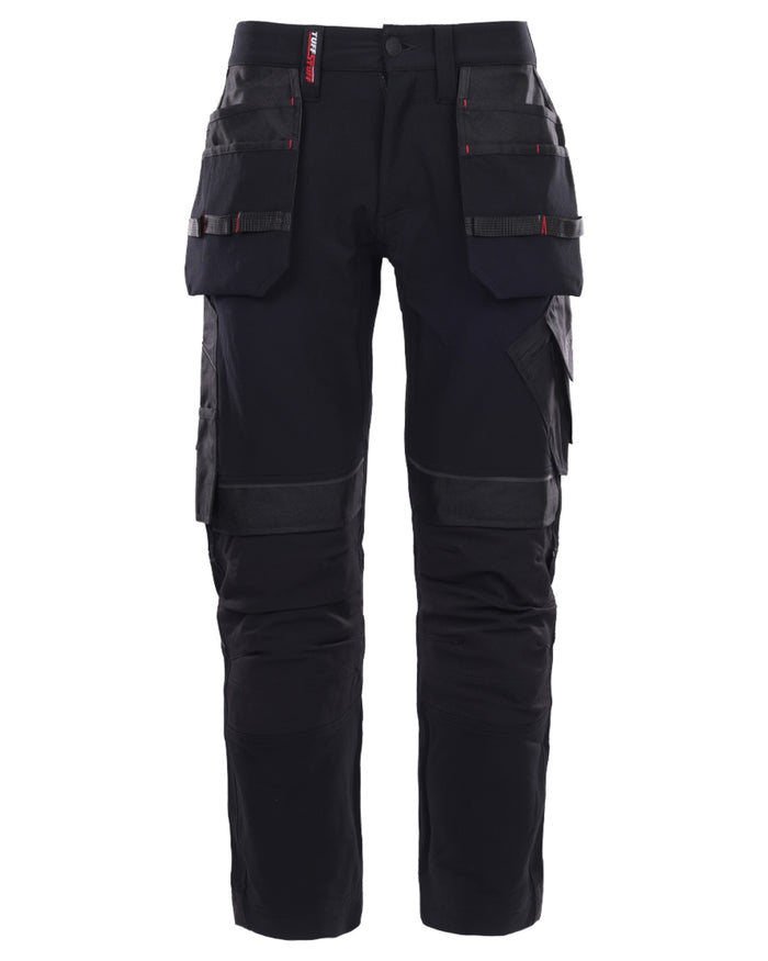 Black coloured TuffStuff Apex Flex Trousers on White background #colour_black