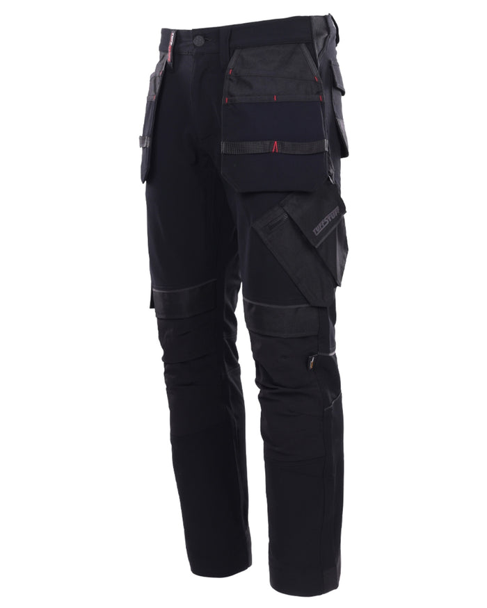 Black coloured TuffStuff Apex Flex Trousers on White background #colour_black