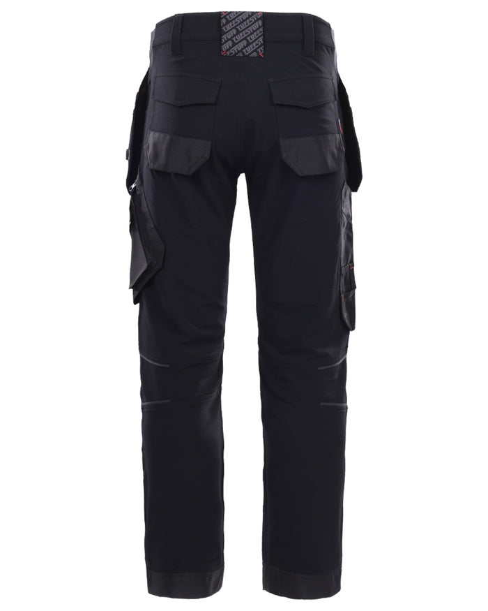Black coloured TuffStuff Apex Flex Trousers on White background #colour_black