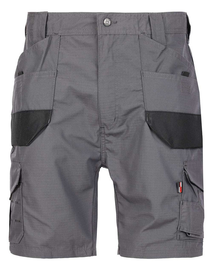 Grey Coloured TuffStuff Elite Work Shorts On A White Background