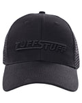 Black coloured TuffStuff Trucker Cap on white background #colour_black