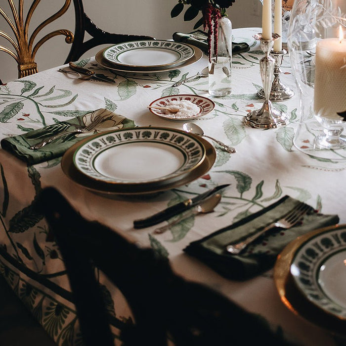 Tuileries Tablecloth Blockprinted Trim - Liza Pruitt