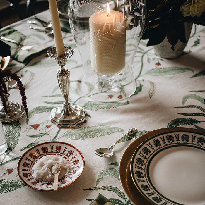 Tuileries Tablecloth Blockprinted Trim