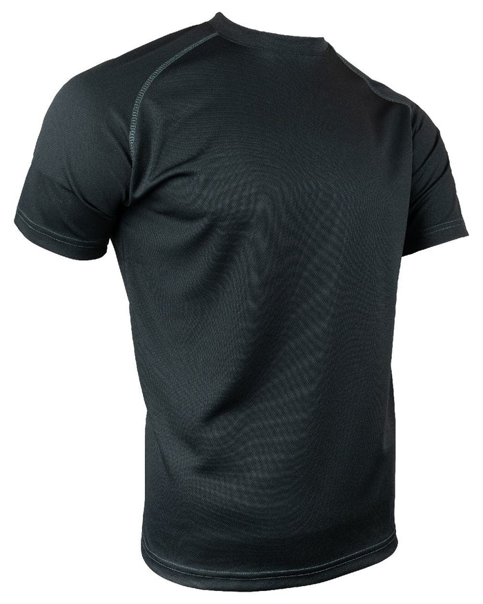 Black Coloured Viper Mesh-Tech T-Shirt on white background #colour_black