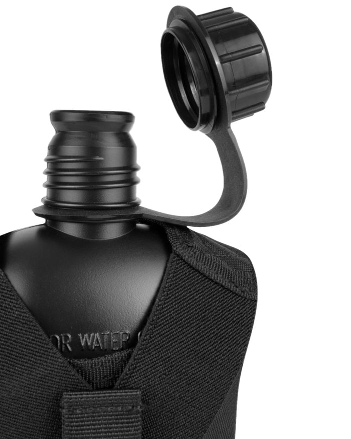 Black Coloured Viper Modular Water Bottle and Pouch on white background #colour_black