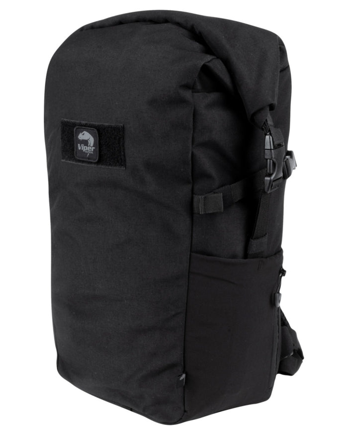 Black coloured Viper Tactical Fold Top Pack on white background #colour_black