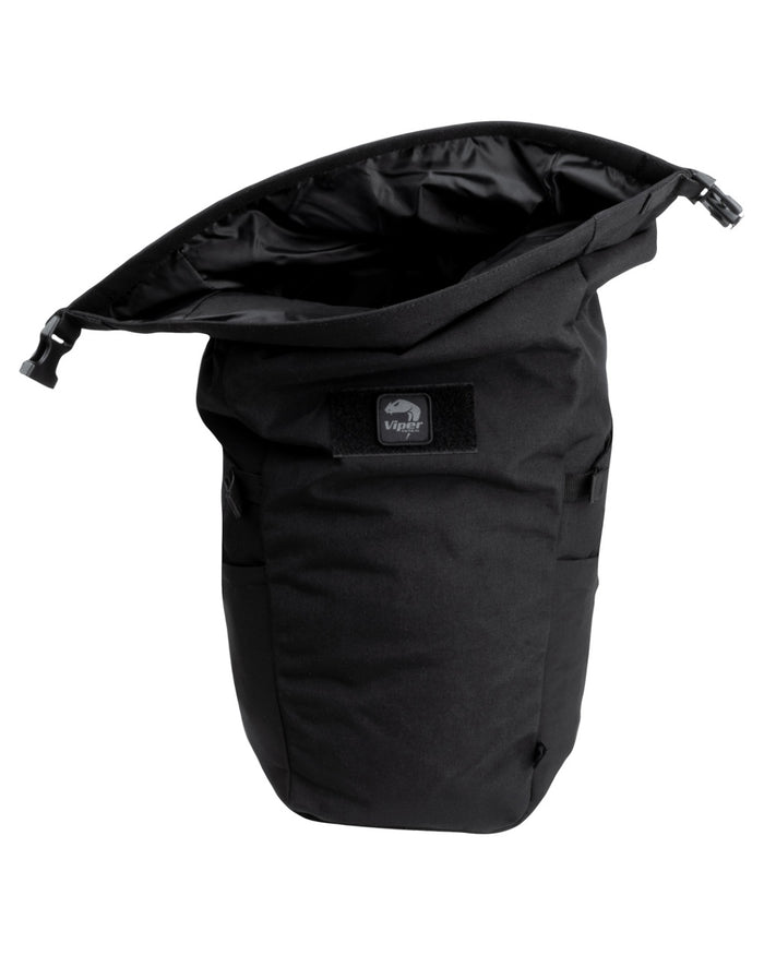 Black coloured Viper Tactical Fold Top Pack on white background #colour_black