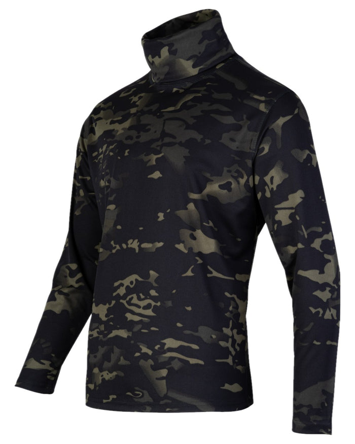 VCAM Black Coloured Viper Tactical Roll Neck Top on white background #colour_vcam-black