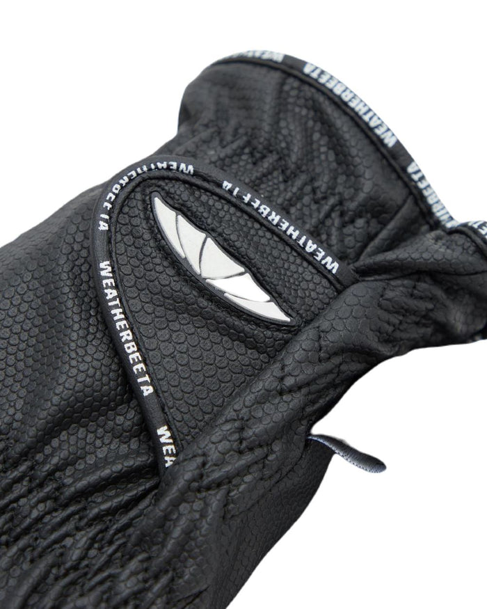 Black Coloured WeatherBeeta Heat-Tec Riding Gloves On A White Background #colour_black