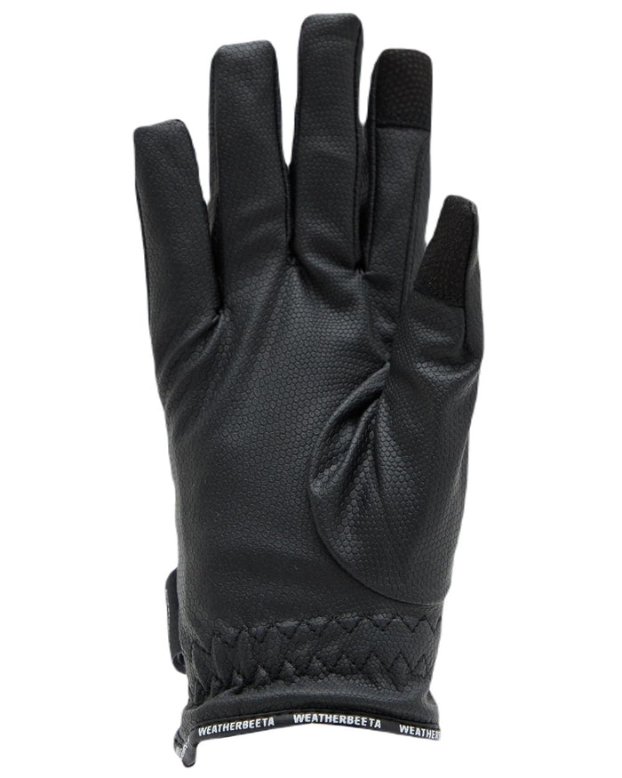 Black Coloured WeatherBeeta Heat-Tec Riding Gloves On A White Background #colour_black