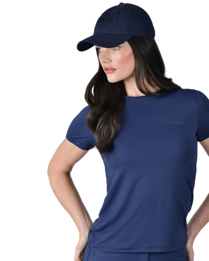 Navy coloured WeatherBeeta Performance Cotton Cap on white background #colour_navy
