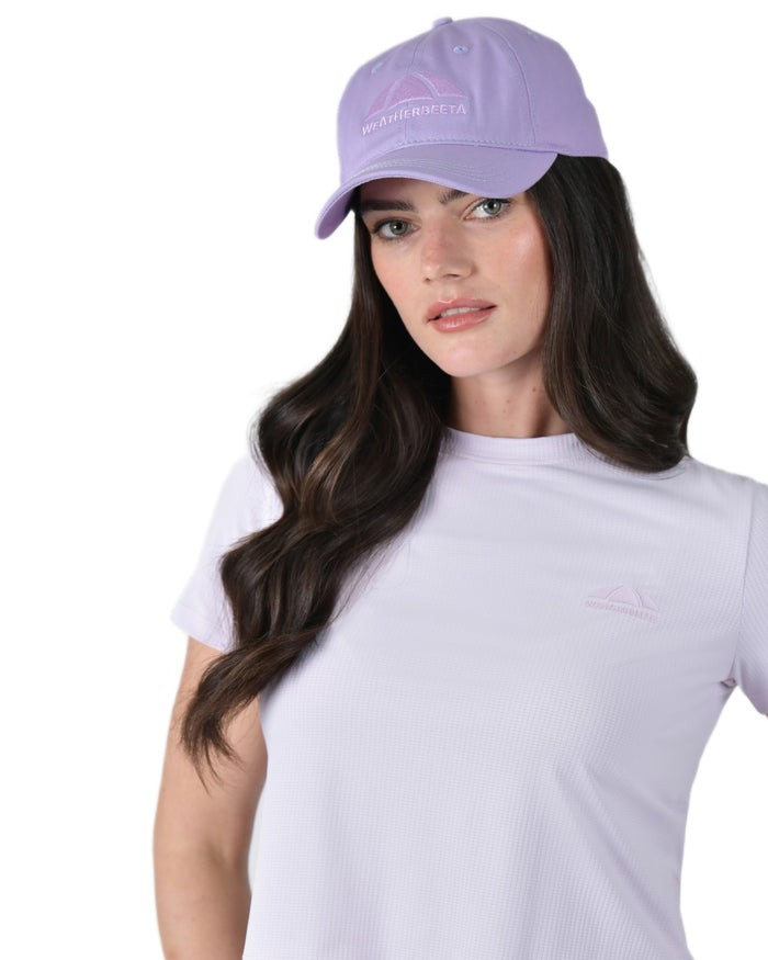 Lavender Mist coloured WeatherBeeta Performance Cotton Cap on white background #colour_lavender-mist