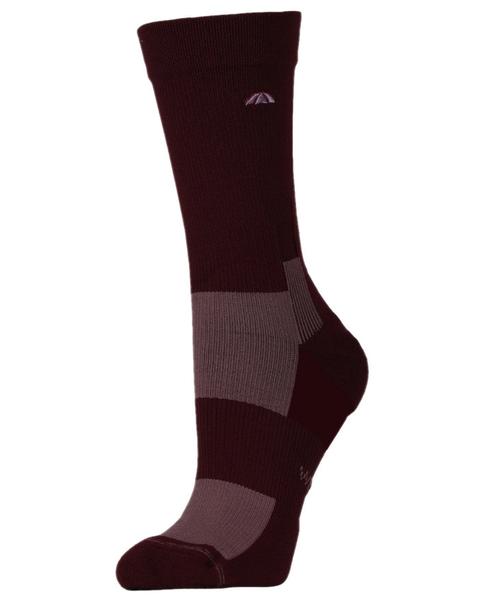 Mulberry Mauve Wine Coloured WeatherBeeta Performance Crew Riding Socks on white background #colour_mulberry-mauve-wine