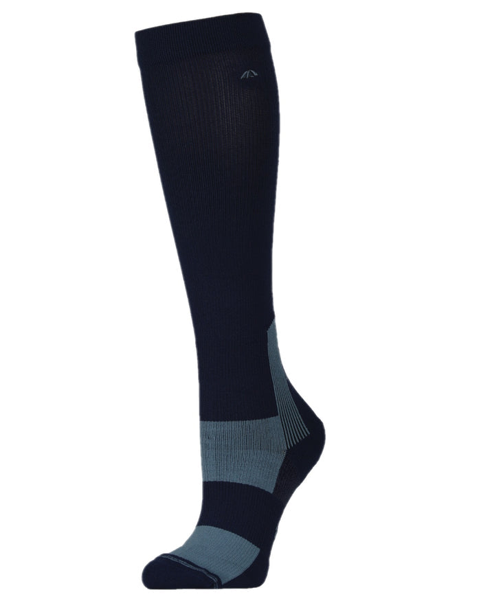 Navy Slate Blue Coloured WeatherBeeta Performance Knee Length Riding Socks on white background #colour_navy-slate-blue