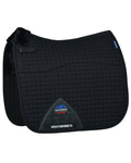 Black coloured WeatherBeeta Prime Air-Tec Comfy Fleece Dressage Saddle Pad on white background #colour_black