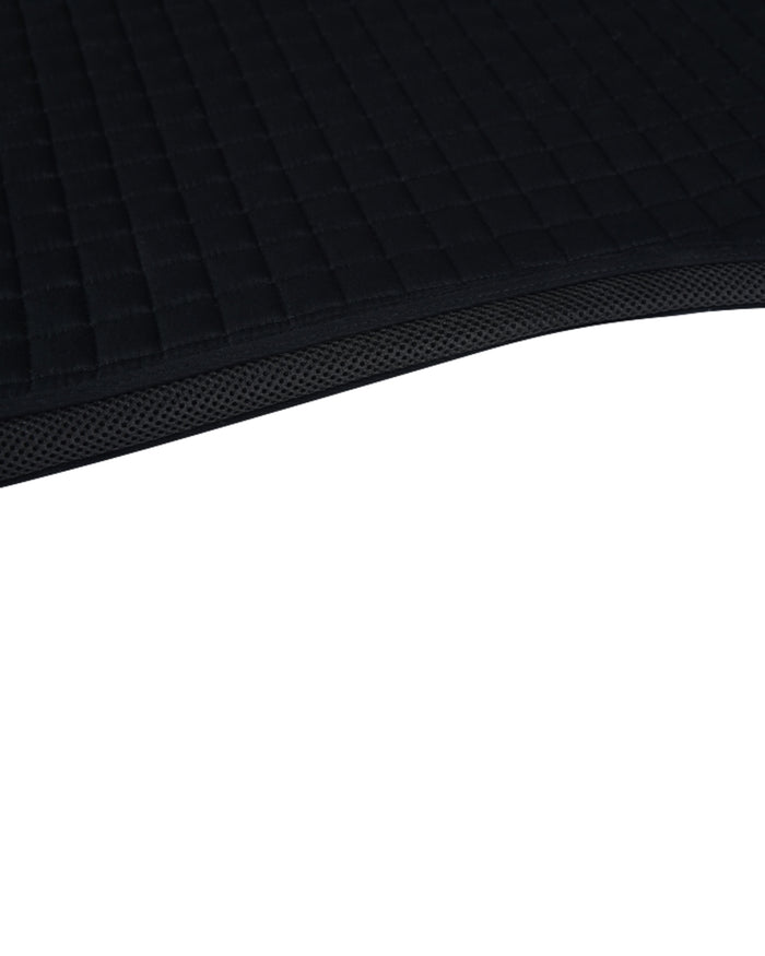 Black Coloured WeatherBeeta Prime Air-Tec Jump Shaped Saddle Pad on white background #colour_black