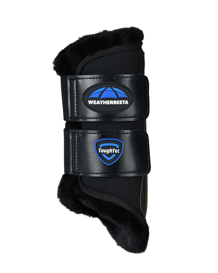 Black Coloured WeatherBeeta Tough-Tec Comfy Fleece Brushing Boots on white background #colour_black