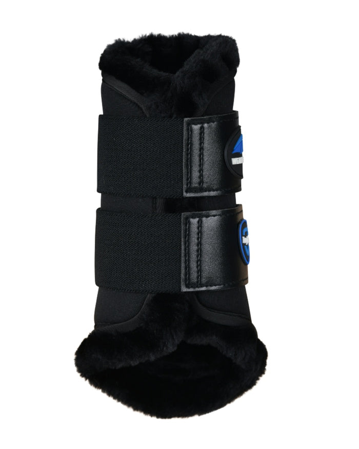 Black Coloured WeatherBeeta Tough-Tec Comfy Fleece Brushing Boots on white background #colour_black