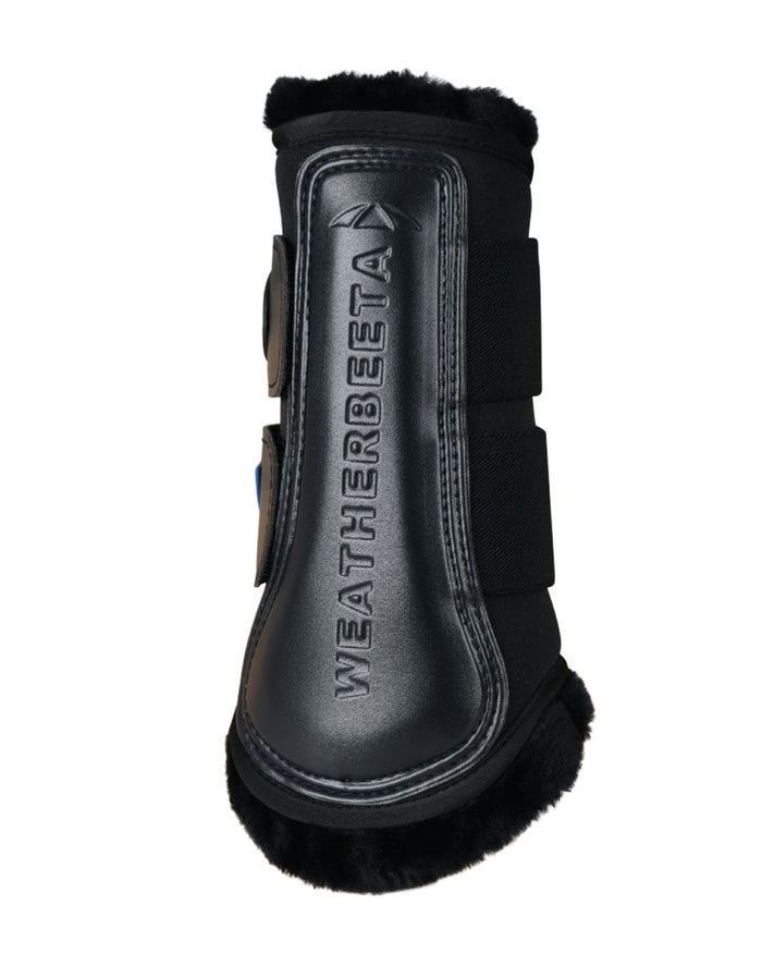 Black Coloured WeatherBeeta Tough-Tec Comfy Fleece Brushing Boots on white background #colour_black