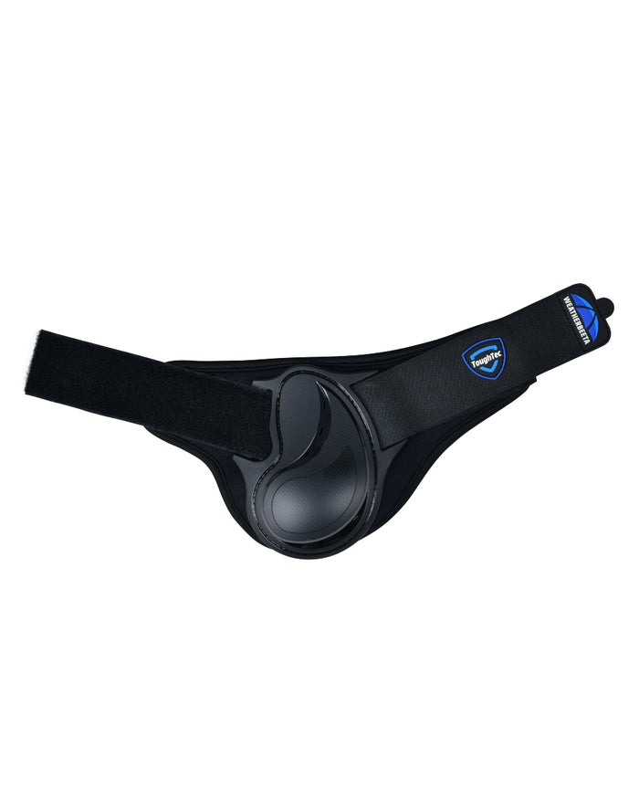 Black Coloured WeatherBeeta Tough-Tec Essential Fetlock Boots on white background #colour_black