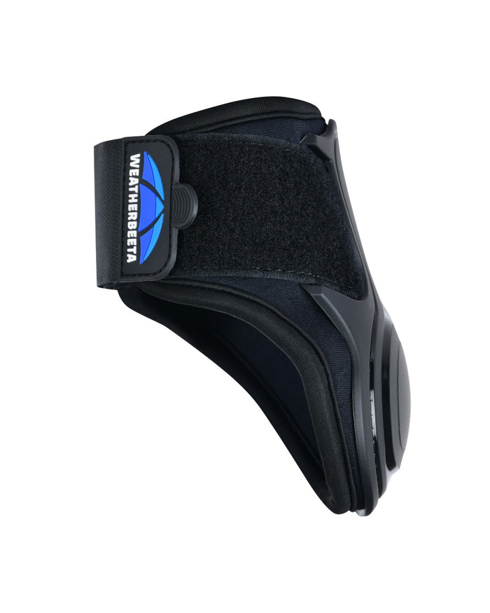 Black Coloured WeatherBeeta Tough-Tec Essential Fetlock Boots on white background #colour_black