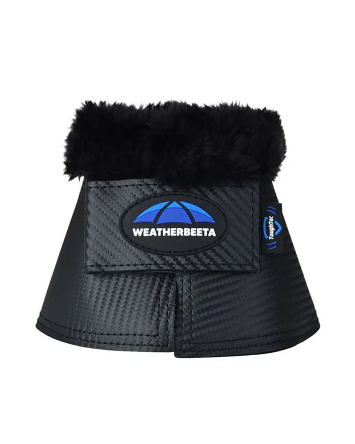 Black Coloured WeatherBeeta Tough-Tec Fleece Trim Bell Boots on white background #colour_black