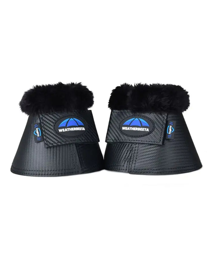 Black Coloured WeatherBeeta Tough-Tec Fleece Trim Bell Boots on white background #colour_black