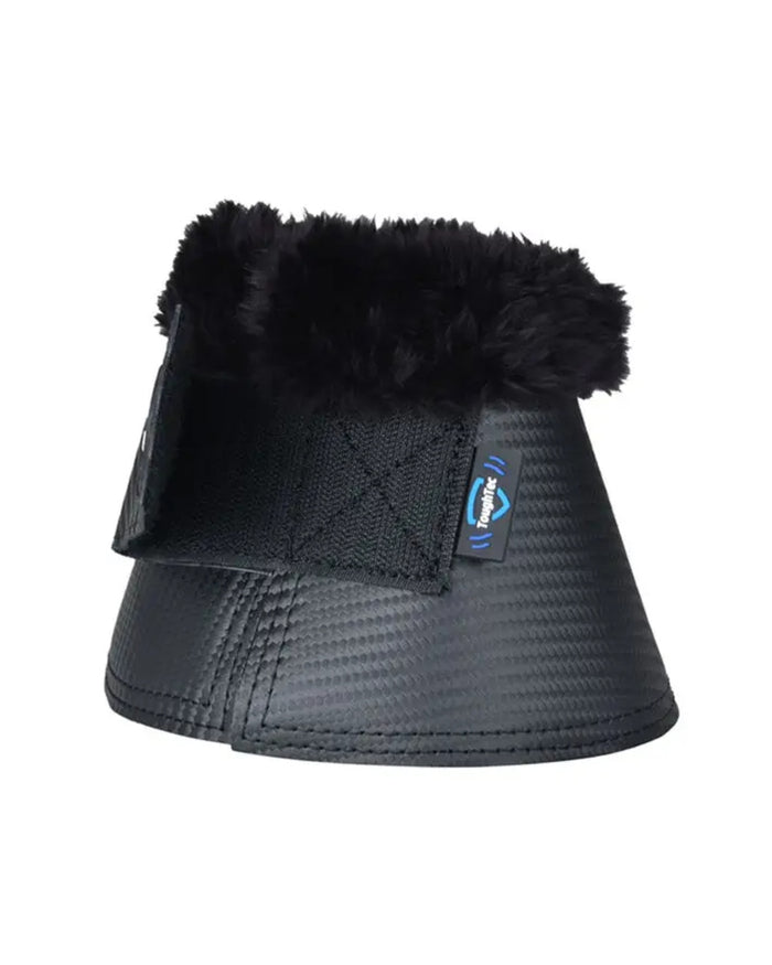 Black Coloured WeatherBeeta Tough-Tec Fleece Trim Bell Boots on white background #colour_black