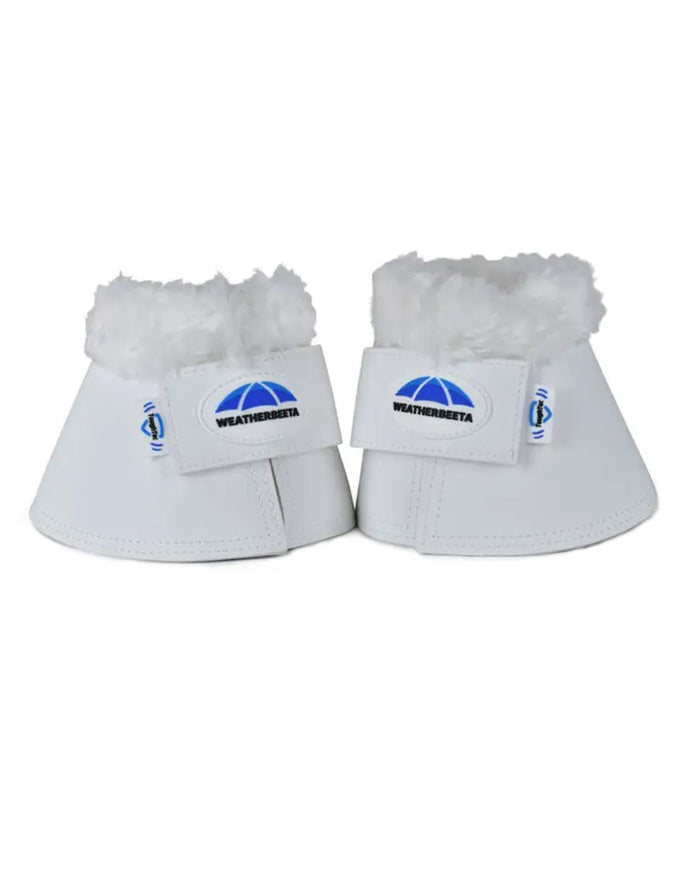 White Coloured WeatherBeeta Tough-Tec Fleece Trim Bell Boots on white background #colour_white