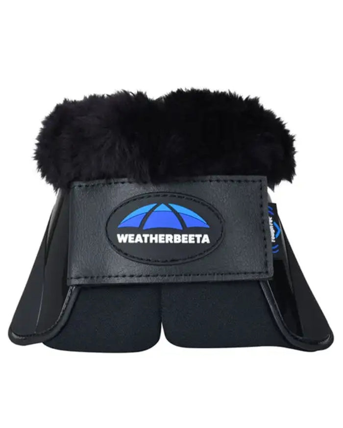 Black Coloured WeatherBeeta Tough-Tec Impact Fleece Trim Bell Boots on white background #colour_black