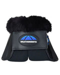 Black Coloured WeatherBeeta Tough-Tec Impact Fleece Trim Bell Boots on white background #colour_black