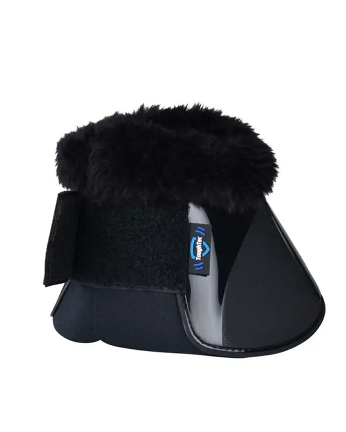 Black Coloured WeatherBeeta Tough-Tec Impact Fleece Trim Bell Boots on white background #colour_black
