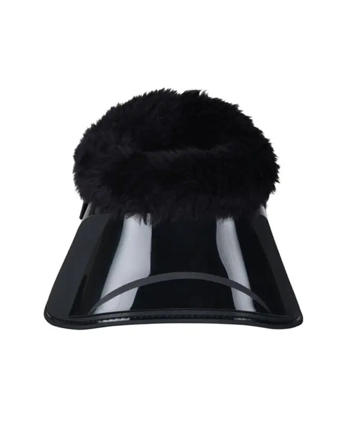 Black Coloured WeatherBeeta Tough-Tec Impact Fleece Trim Bell Boots on white background #colour_black