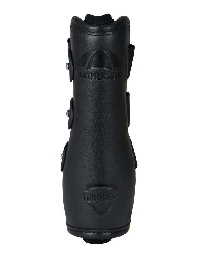 Black Coloured WeatherBeeta Tough-Tec Pro Open Front Boots on white background #colour_black